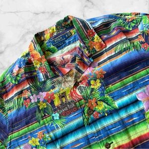 Vtg Polo Ralph Lauren Grand‎ Tour Floral Polo Short Sleeve Button Up Shirt XL